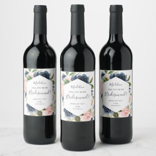 Étiquette Pour Bouteilles De Vin Flush et Navy Flowers Proposition d'aide d'enquê