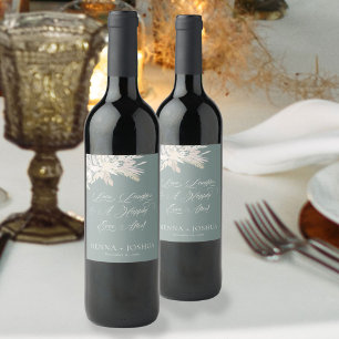 Étiquette Pour Bouteilles De Vin Foliage Duet Sage Vert Mariage Botanique Toast