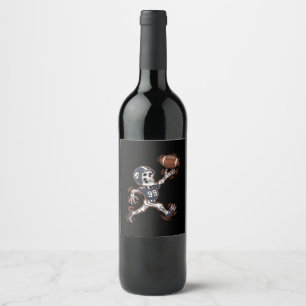 Étiquette Pour Bouteilles De Vin Football américain Squelette Halloween Football