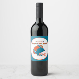 Étiquette Pour Bouteilles De Vin Football papa sportifs amateurs orange bleu vintag