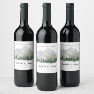 Étiquette Pour Bouteilles De Vin Forêt rustique et Mariage de montagne