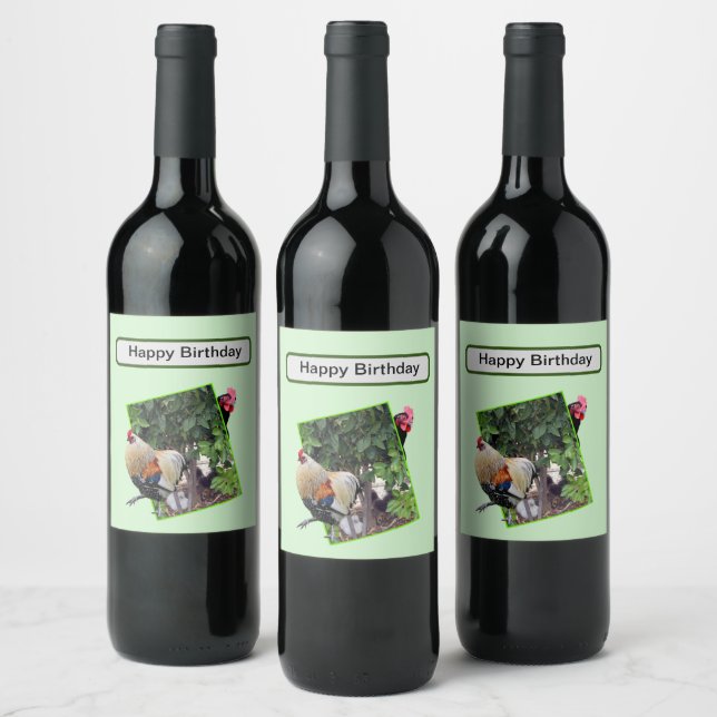Étiquette Pour Bouteilles De Vin **"Fowl Play : Cachet de poulet en 3D"** (Bouteilles)