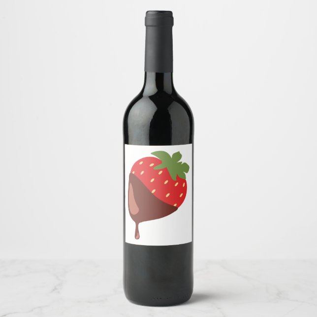 Étiquette Pour Bouteilles De Vin Fraise recouverte de chocolat (Devant)