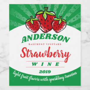 Étiquette Pour Bouteilles De Vin fraises fraises vin fait maison personnalisé