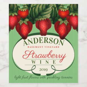 Étiquette Pour Bouteilles De Vin fraises fraises vin fait maison personnalisé