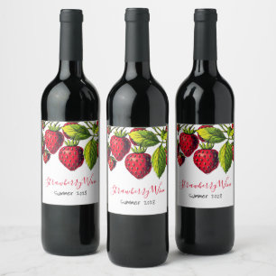 Étiquette Pour Bouteilles De Vin Fraises rouges illustration vintage