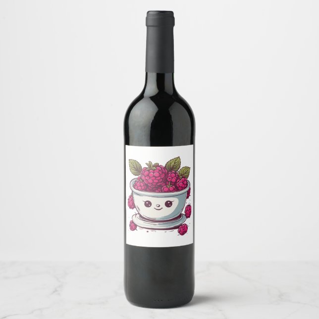 ÉTIQUETTE POUR BOUTEILLES DE VIN FRAMBOISE MIGNONNE (Devant)