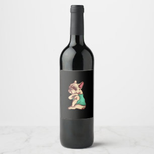 Étiquette Pour Bouteilles De Vin français bulldog i love maman tatouage amant cadea