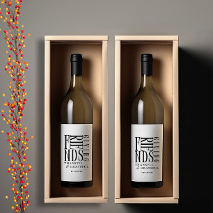 Étiquette Pour Bouteilles De Vin Friendsgiving minimaliste moderne