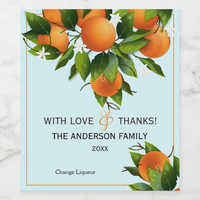 Étiquette Pour Bouteilles De Vin Fruit d'agrumes orange (Étiquettes simples)