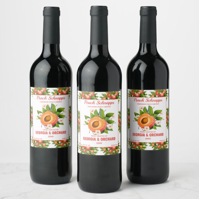 Étiquette Pour Bouteilles De Vin Fruit de Pêche Floral (Bouteilles)