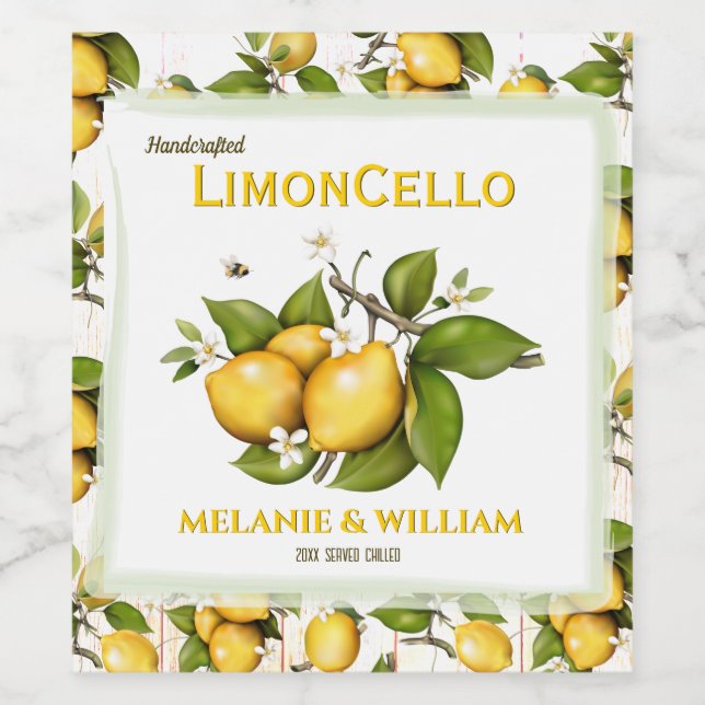 Étiquette Pour Bouteilles De Vin Fruits de citron (Étiquettes simples)
