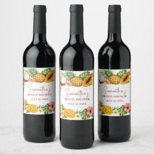 Étiquette Pour Bouteilles De Vin Fruits Tropicaux Cocktail de Mariage Hawaïen à la