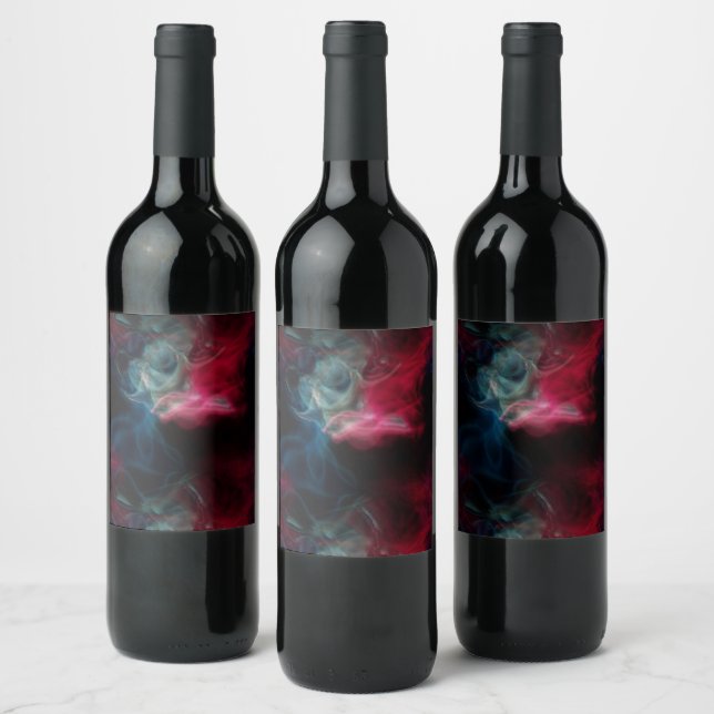 Étiquette Pour Bouteilles De Vin fumée rose et bleue abstraite (Bouteilles)
