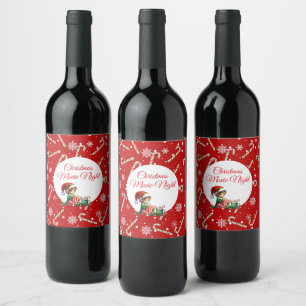 Étiquette Pour Bouteilles De Vin Fun Festival Movie Nuit Noël Fête Vin Étiquette