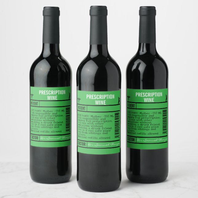 Étiquette Pour Bouteilles De Vin FUN GREEN  editable Wine Labels for WINE (Bouteilles)