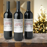 Étiquette Pour Bouteilles De Vin Funny 2022 Is Almost Over Rustic Name Holiday<br><div class="desc">A great gift idea for your friends and family. Rustic dark wood,  white pine tree and snowflakes. "2022 is almost over" and One more time to WINE about it" in classic and modern typography. Add your name to this one of a kind design.</div>