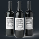 Étiquette Pour Bouteilles De Vin Funny Birthday Nutrition Facts<br><div class="desc">Funky Birthday Nutrition Facts Vin Étiquette</div>