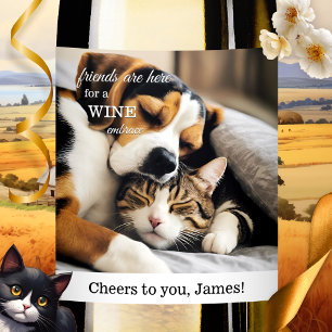 Étiquette Pour Bouteilles De Vin Funny Chat and Dog Friendship Photo