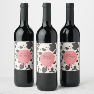 Étiquette Pour Bouteilles De Vin Funny Cow Print Adult Party 40e Anniversaire