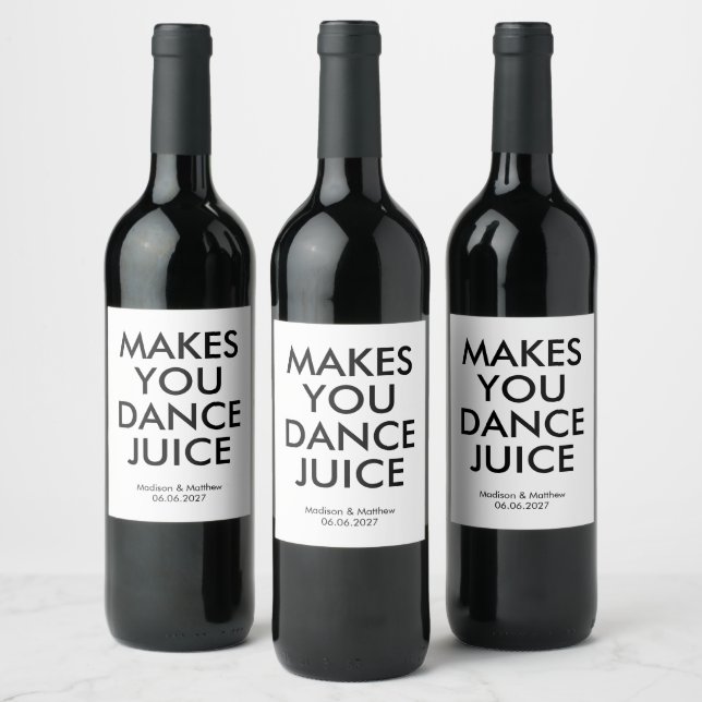 Étiquette Pour Bouteilles De Vin Funny Custom Black White Celebration Mariage (Bouteilles)