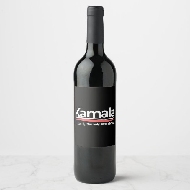 Étiquette Pour Bouteilles De Vin Funny kamala 2024, Literally the Only Sane Choice, (Devant)