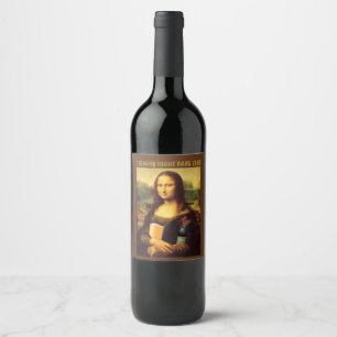 Étiquette Pour Bouteilles De Vin Funny Mona Lisa avec le club de livre de vin