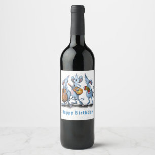 Étiquette Pour Bouteilles De Vin Funny Romantic Mouse Band - Joyeux anniversaire