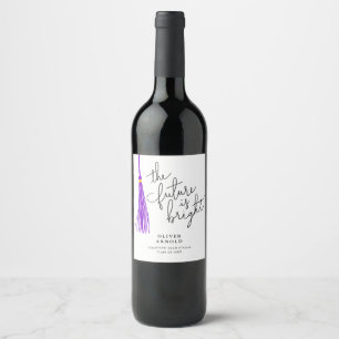 Étiquette Pour Bouteilles De Vin Futur est clair pourpre Tassel Citation Grad Party