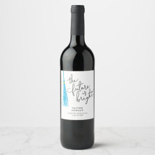 Étiquette Pour Bouteilles De Vin Futur est lumineux Sky Blue Tassel Citation Grad P