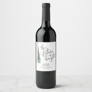 Étiquette Pour Bouteilles De Vin Futur est vert brillant Tassel Citation Grad Party
