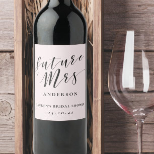 Étiquette Pour Bouteilles De Vin Futur Madame Calligraphie Moderne Fête de Mariage 