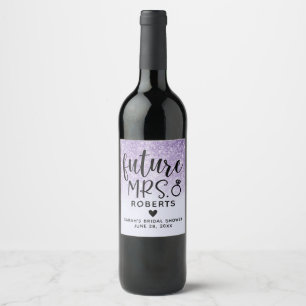 Étiquette Pour Bouteilles De Vin Futur mariage de Mme Paillettes Violettes