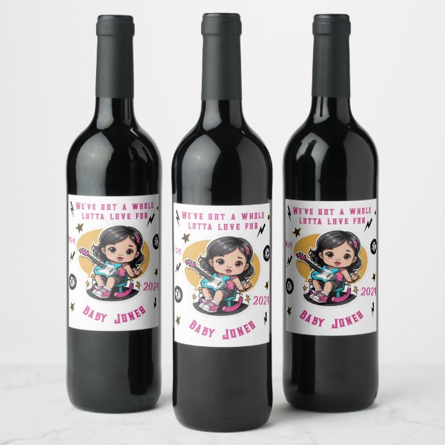 Étiquette Pour Bouteilles De Vin Futur Rocker Rock N Roll Lotta Love Baby Girl (Bouteilles)