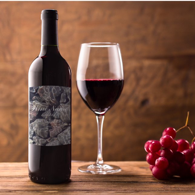 Étiquette Pour Bouteilles De Vin Galets d'eau personnalisée (In Situ)