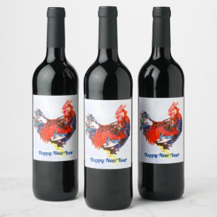 Étiquette Pour Bouteilles De Vin galinacé mâle, coq Personnalisé
