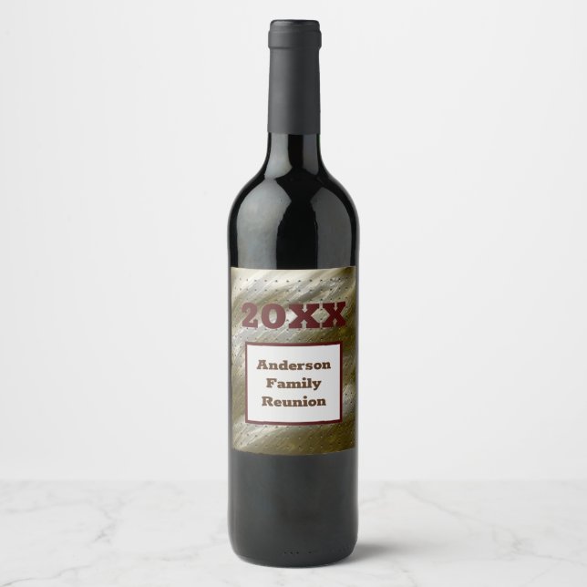 Étiquette Pour Bouteilles De Vin Gamme Reunion Gold Silve Stripe Abstrait Keepsaké (Devant)