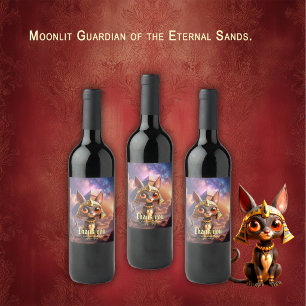 Étiquette Pour Bouteilles De Vin Gardien éclairé par la lune des Sables Éternels.