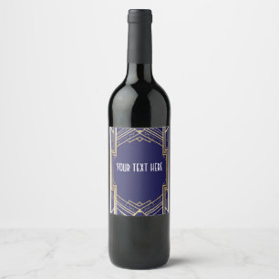 Étiquette Pour Bouteilles De Vin Gatsby 1920 Bouteille de vin Étiquette Marine Gold