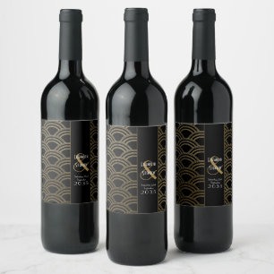 Étiquette Pour Bouteilles De Vin Gatsby Élégant Art Déco Années 1920 Mariage Vin Or