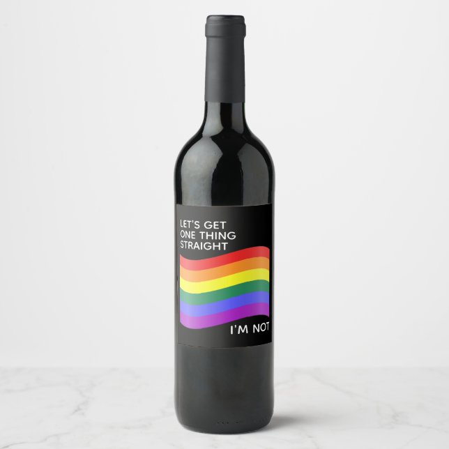 Étiquette Pour Bouteilles De Vin Gay pride Arc-en-ciel Je ne suis pas juste Citatio (Devant)