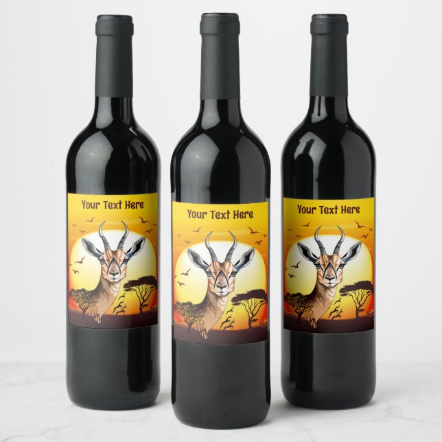 Étiquette Pour Bouteilles De Vin Gazelle Antelope africaine animal sauvage (Bouteilles)
