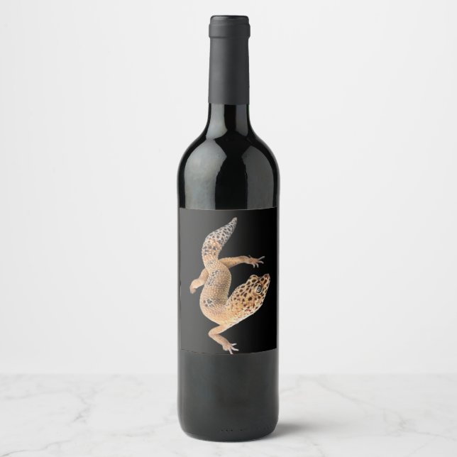 Étiquette Pour Bouteilles De Vin  Gecko léopard  (Devant)