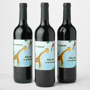 Étiquette Pour Bouteilles De Vin Giraffe & Singe Safari ou Zoo Party Animal