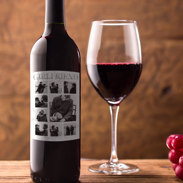 Étiquette Pour Bouteilles De Vin Girlfriend Together Forever Photo Collage (Créateur téléchargé)