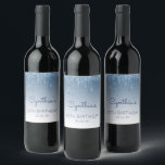 Étiquette Pour Bouteilles De Vin Glam Blue Parties scintillant Drip 60th Birthday P<br><div class="desc">Ces étiquettes chics de bouteille de vin de soixantième anniversaire ont une bordure brillante bleue faux parties scintillant et bleu ombre arrière - plan. Personnalisez-les avec son nom en écriture manuscrite bleue,  avec son anniversaire et la date ci-dessous en police bleue sans serif.</div>