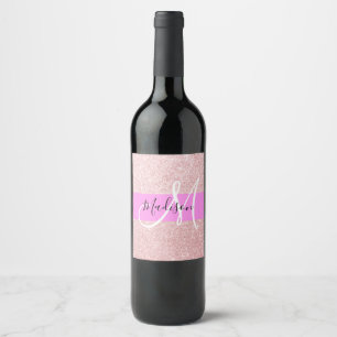 Étiquette Pour Bouteilles De Vin Glam Blush Rose Rose Parties scintillant or étince