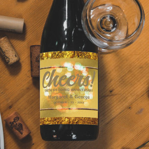 Étiquette Pour Bouteilles De Vin Glam de luxe Gold Foil 50e anniversaire de Mariage