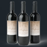 Étiquette Pour Bouteilles De Vin Glam Gold Parties scintillant Drip 30th Birthday P<br><div class="desc">Ces étiquettes chics de bouteille de vin de 30 ans présentent une bordure brillante de parties scintillant en faux or et un arrière - plan doré. Personnalisez-les avec son nom en écriture manuscrite de couleur or,  avec son anniversaire et la date ci-dessous en police sans serif.</div>