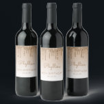 Étiquette Pour Bouteilles De Vin Glam Gold Parties scintillant Drip 80th Birthday P<br><div class="desc">Ces étiquettes chic de bouteille de vin de 80e anniversaire ont une bordure brillante de parties scintillant faux or et arrière - plan d'or sombre. Personnalisez-les avec son nom en écriture manuscrite brune,  avec son anniversaire et la date ci-dessous en police brune sans serif.</div>